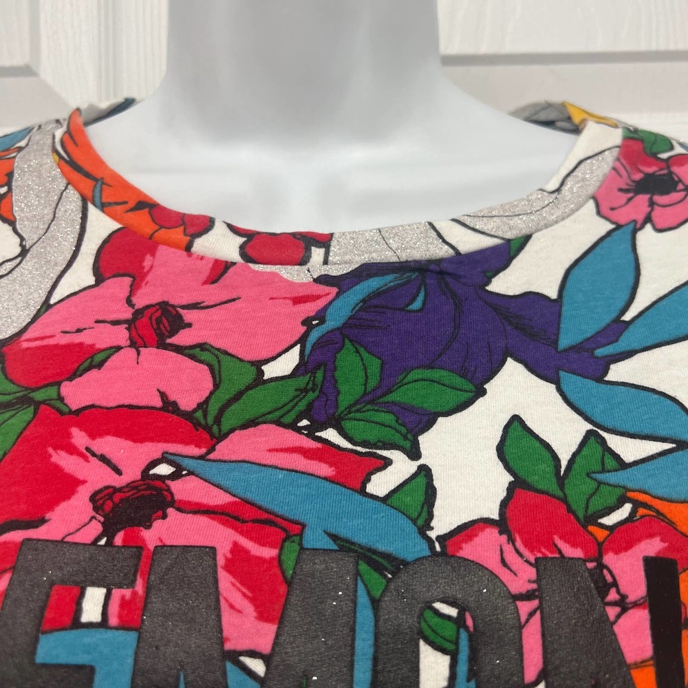 ZARA Womens Ladies Faces Floral Cropped Graphic T-Shirt, Size S - Picture 8 of 8